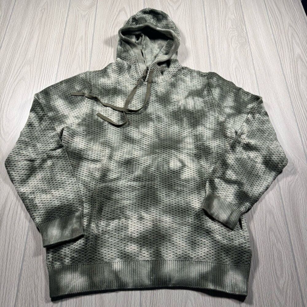 Sun & Stone Waffle Knit Thermal Hoodie Men’s L Green Tie Dye EUC